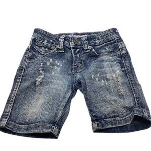 Yaso Jeans Baby Girl Distressed Denim Shorts‎  Size 7 Blue